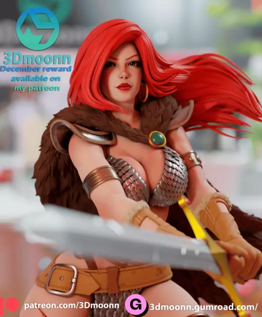 Red Sonja, Marvel, Figur, Fan Art, 3D-Druck, Statue, 3Dmoonn, Mfw