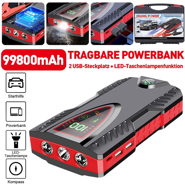 99800 mAh 12 V Ausilio Avviamento Auto Veicolo Jump Starter 1000A Booster Powerbank Caricabatterie
