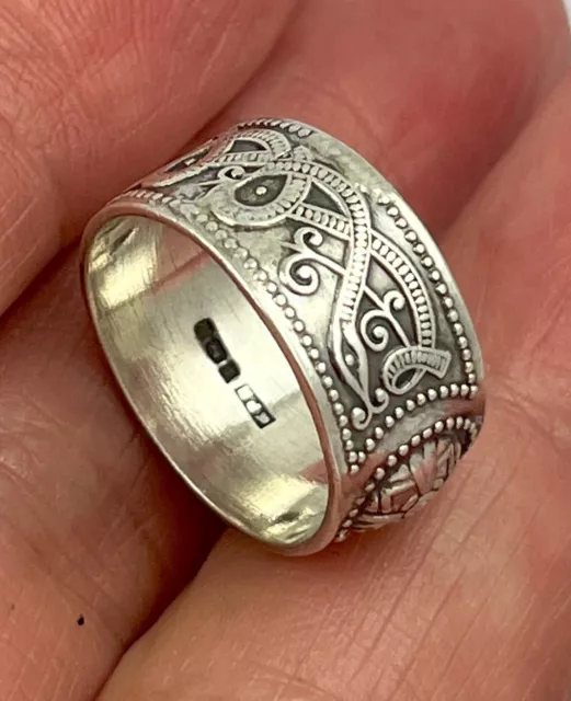 Exquisite sterling silver KPH HM 1988 Scottish celtic design ring