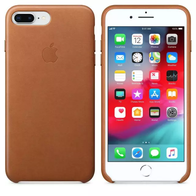 Genuine / Original Apple iPhone 7 Plus & 8 Plus Leather Case Saddle Brown - New