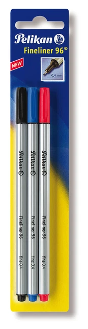 Pelikan Fineliner 96®, in den Farben Schwarz, Blau, Rot, 3er Set (2021) | 940627