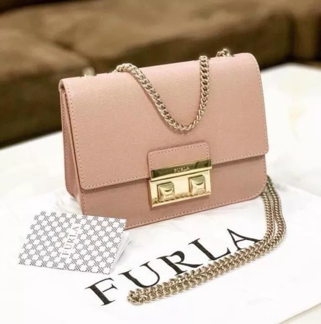 Furla - Bella Mini Saffiano Leather Chain Crossbody Grey