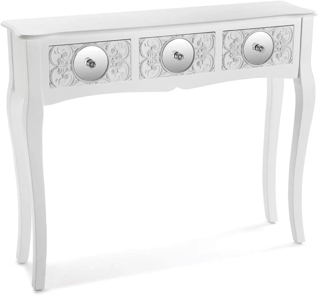 JUNZAI Tavolo Consolle Bianco Lucido 105x30x80 cm in