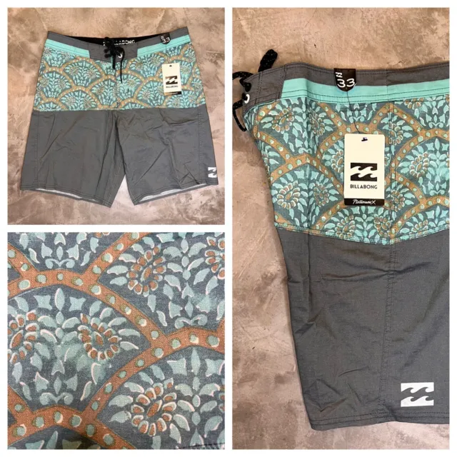 Billabong Shifty Platinum X Board Shorts Trunks Men’s Size 33 Gray Green NWT