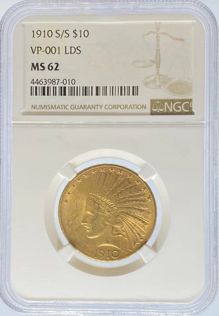 1910-S/S VP-001 LDS $10 Indian MS62 NGC (#PA4463987010)