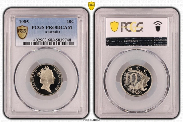 1985 Proof Ten Cent 10c Australia PCGS PR68DCAM FDC UNC #3790