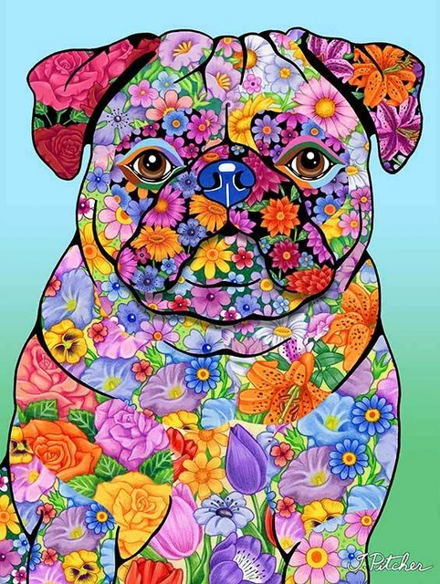Flowers Garden Flag - Pug 960221