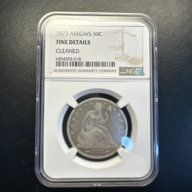 1873 50c Seated Liberty Silver Half Dollar w/ Arrows | NGC CERTIFIED |