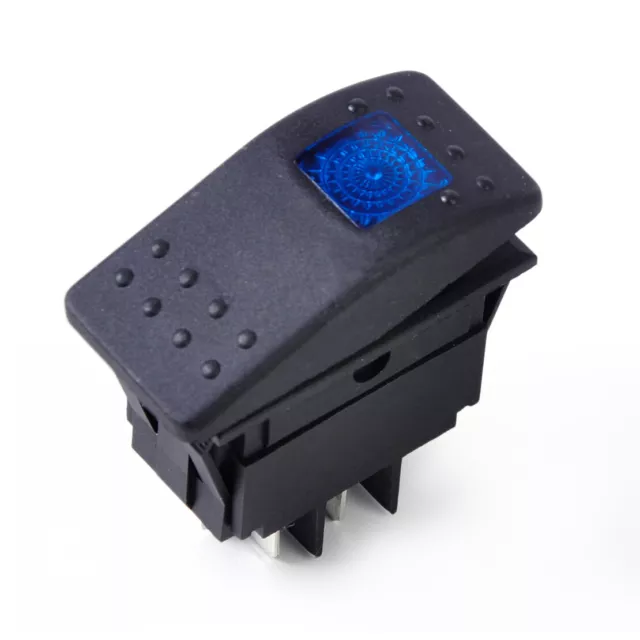 12V 20A ON OFF 4 Pin Rocker Toggle Switch Interrupteur Bascule Blue LED Light Nm