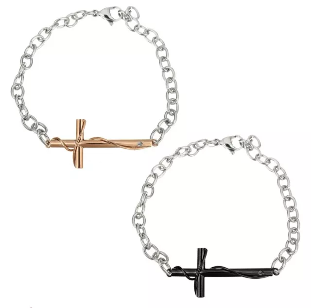 2x PARTNER ARMBAND EDELSTAHL "KREUZ" EDEL GRAVUR LIEBE WEIHNACHTEN GESCHENK NEU