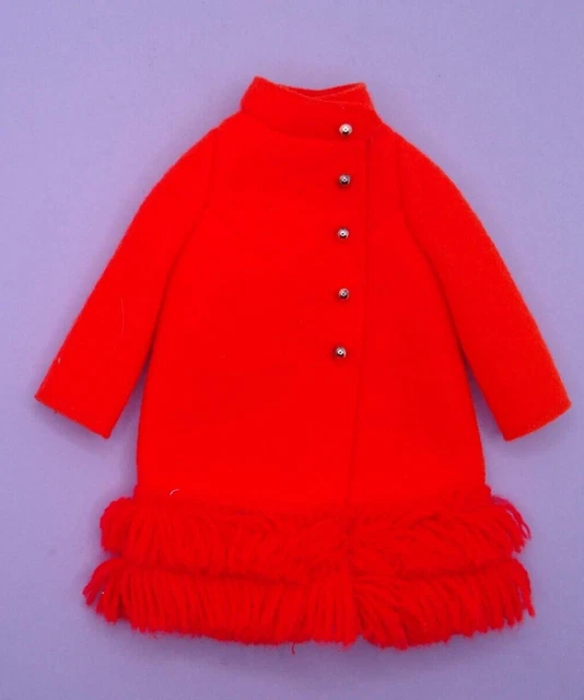1970 Vintage Barbie Orange Coat Jacket Fiery Felt #1789
