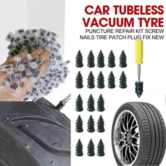 20X Car Tubeless Vacuum Tyre Puncture Repair Screw Nails Tire Patch Plug Fix Kit