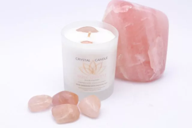 Rose Quartz Crystal Scented Candle Wax Melts Jar Soy Wax Fragrance Candles