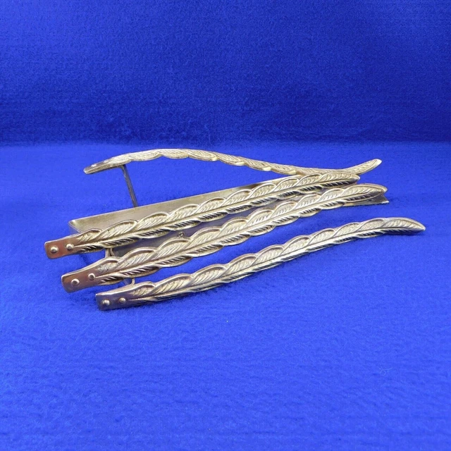 Set of 4 Vintage Brass Curtain Tiebacks Drapery Holders Brackets Laurel Leaves