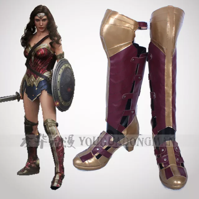 Wonder Woman Diana Prince Boots Shoes Cosplay Superhero Costume Boots Halloweeen