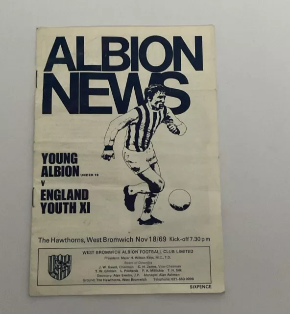 Young Albion V England Youth XI 1969