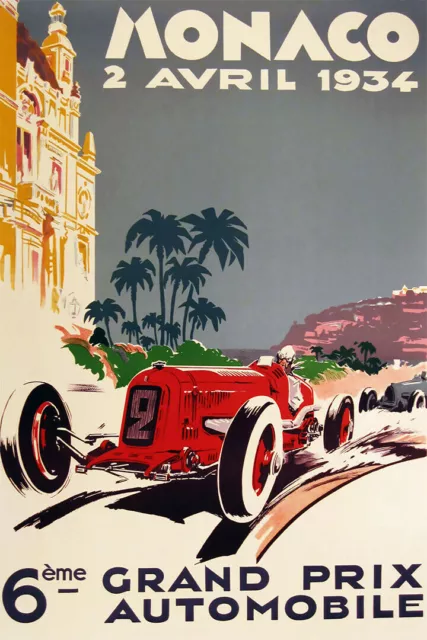 365430 Monaco 1934 Grand Prix Vintage Race Car Art Decor Print Poster AU