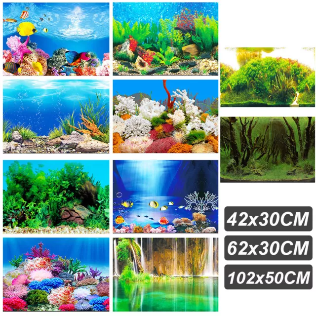 2 in 1 Double Sided Print 3D Poster Aquarium Fish Tank Background Decor Wallpape