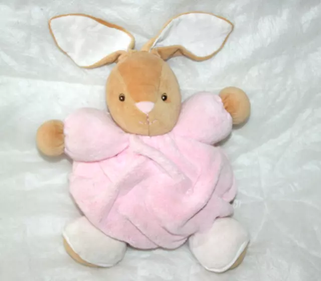 Kaloo Doudou Lapin Boule Plume Rose Marron Beige Blanc Etat Neuf