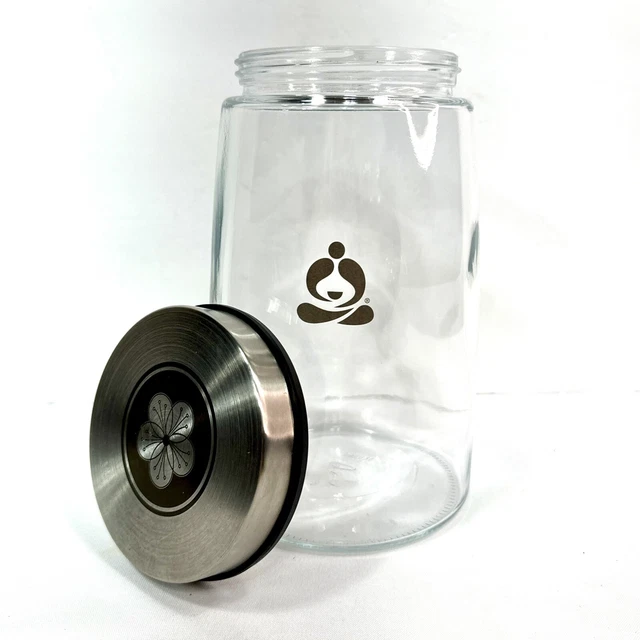 TEAVANA TEA ROCK Sugar Glass Jar Canister 44 ounce Container Stainless