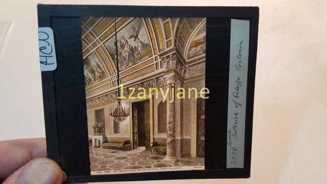 Colored Glass Magic Lantern Slide HCN ITALY ROME PALACE TORLONIA INTERIOR