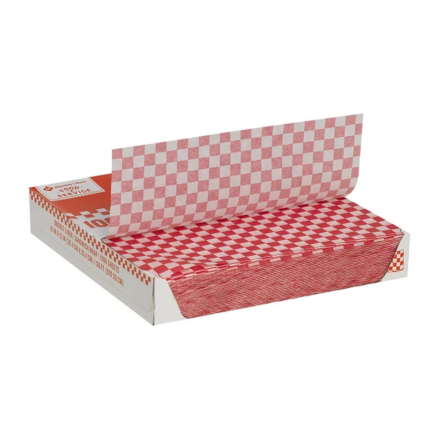 Red Checkered Basket Liner 1000 Sheets 12in x 12in Restaurant Supplies Equipment