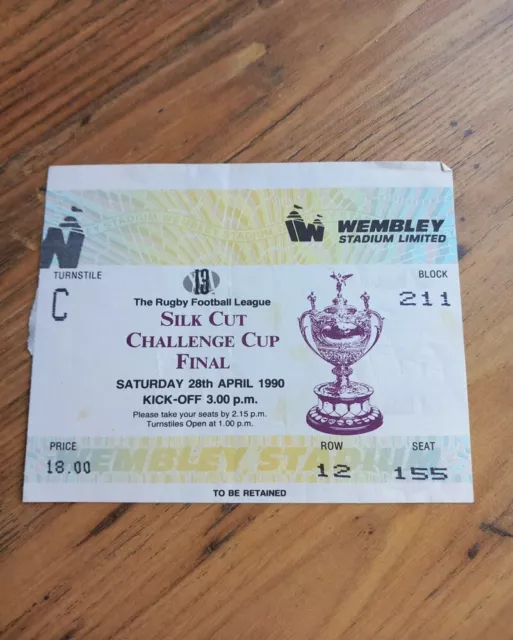 1990 Rugby League Challenge Cup Final Ticket – Warrington vs Wigan