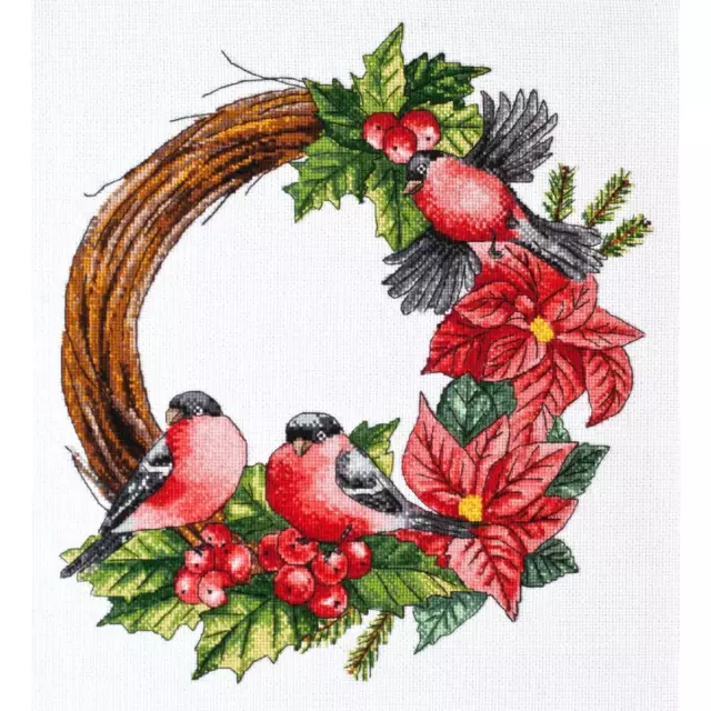 Abris Art counted cross stitch kit "Christmas wreath", 27x25cm, DIY