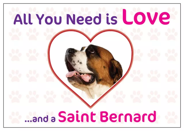 Funny Love and a SAINT BERNARD Vinyl Car Van Decal Sticker Dog Pet Lover