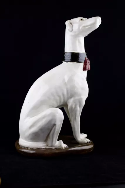 Whippet Greyhound Ceramic Dog Statue Figurine White 13 3/4" Tall