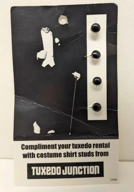 Vintage Tuxedo Junction Costume Shirt Studs 4 Pack - black and silver