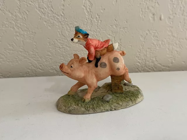 1991 Lowell Davis BFA Schmid Figurine Hog Wild Fox Riding Pig