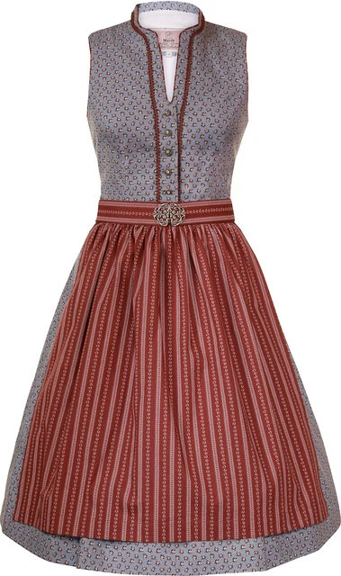 Damen Dirndl midi 58 cm Sabella hellblau mauve Marjo blau hochgeschlossen