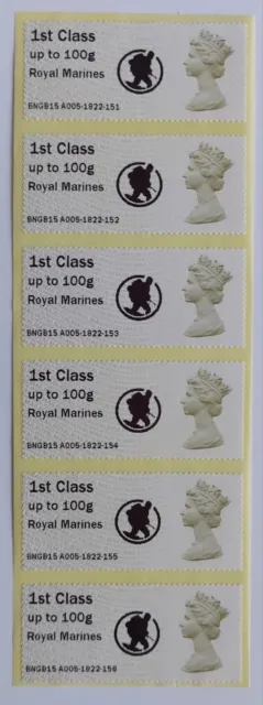 Post & Go 2015 Royal Marines Machin Ma13 1St Class Strip Of 6 Logo