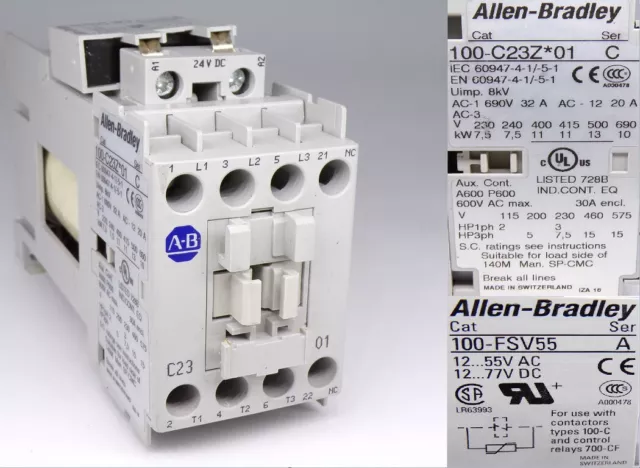 Allen Bradley 100-C23Z*01 Ser C Contactor + 100-FSV55 Ser.A Schutzmodul 6-2#6317