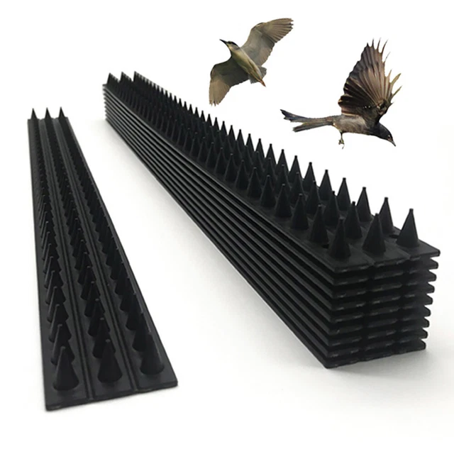 10 piezas Repelente de Intrusos Anti Espinas de Pájaro Valla de Pared Picos Negro Jardín Seguridad