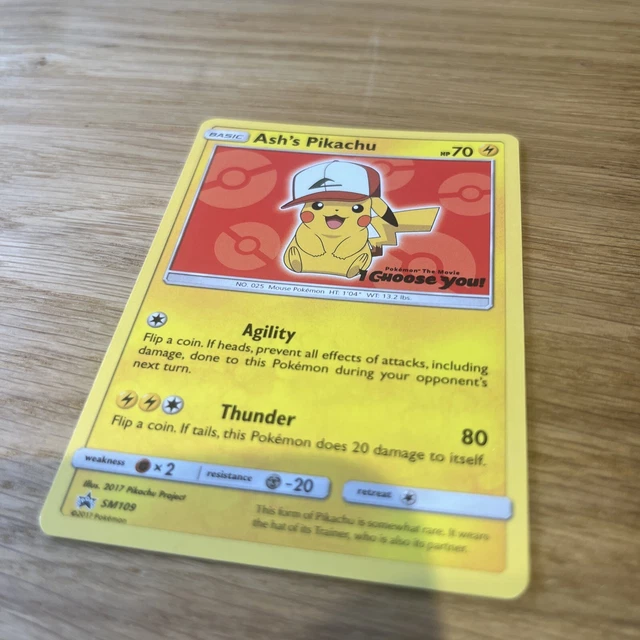 how rare is ash's pikachu card GX this attack does 10 more damage Cartas Pokemon Ash's Pikachu SM109