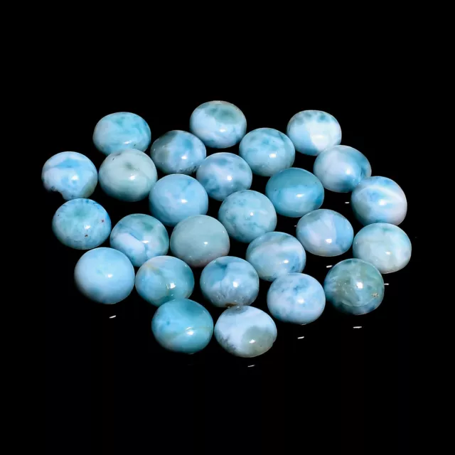 106.50Cts. 100% Natural Dominican Republic Larimar Round Cab 26 Pcs Lot Gemstone