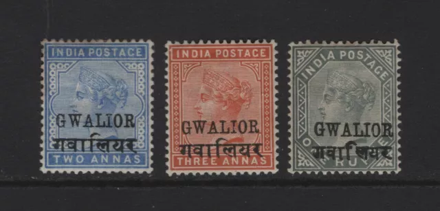 India States Gwalior Sc#17, 18, 22 -- Mh, F/Vf, Partial Set --