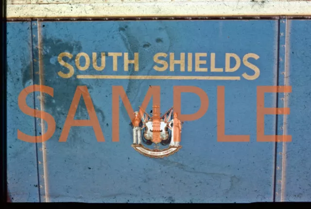 35mm slide South Shields Corporation crest from bus side