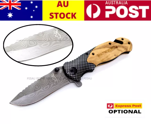 Browning Knife Folding Opening Pocket Hunting Camping Surviva Fishing Pattern