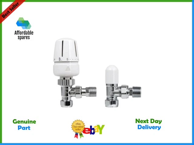 Center 15mm 205765 Angled TRV Thermostatic Radiator Valve & Lockshield Pack x 1