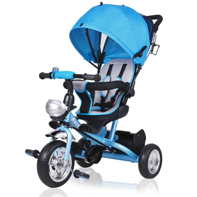 Tricycle bleu / rose enfant 10 à 36 mois Guidon Panier Vélo Canne directionnelle