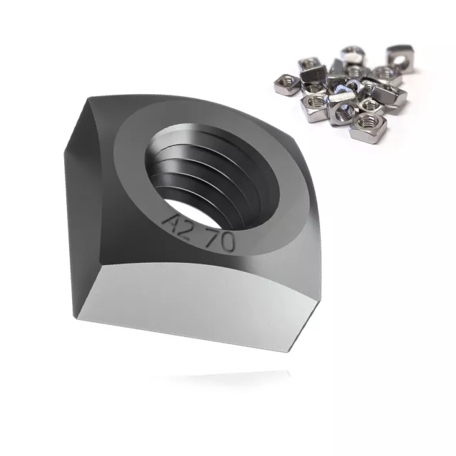 50x Écrous Carrés M8 Inox A2 Construction Fixation Photovoltaïque din 557