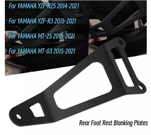 Rear Foot Rest Blanking Plates For YAMAHA YZF-R3 MT-25 MT-03 2015-2021 Black New