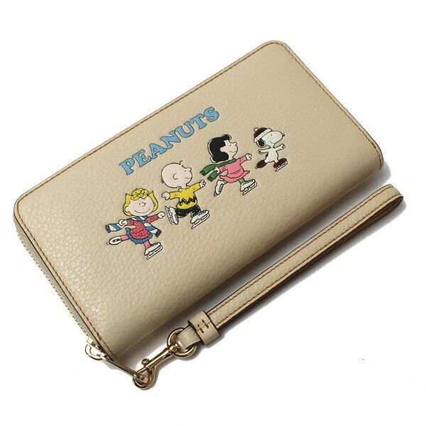 COACH PEANUTS Long Zip Around Wallet Snoopy and Friends Motif CF219 IMOQY #089