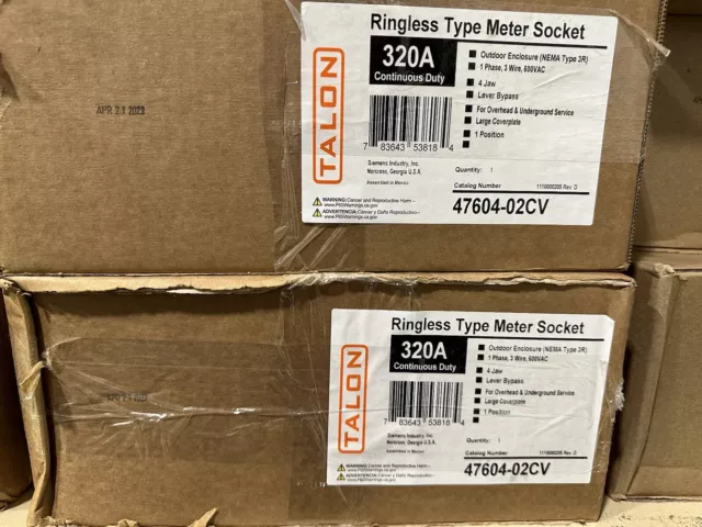 320 Amp Meter Socket Single Phase 4-Jaw Siemens 47604-02CV - NEW IN BOX