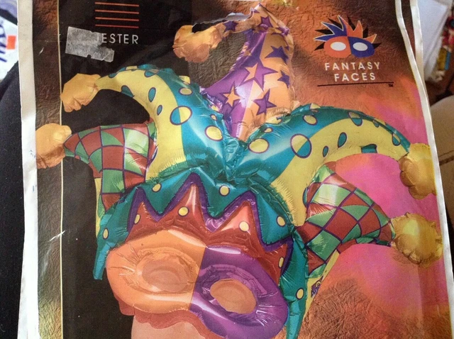 RARE COLLECTABLE FANTASY Faces inflatable foil balloon mask Jester ...