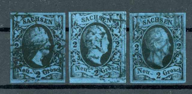 Sachsen: Mi.Nr.7 gestempelt, 3 Stück. Mi: 210,-