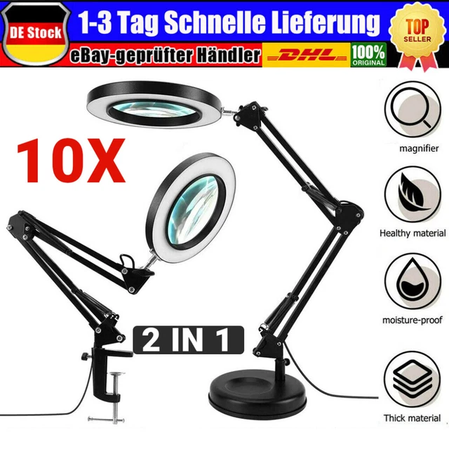 72 LED luz de lupa 10 dioptrías luz de trabajo lámpara de lupa lupa con clip, base